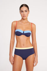 DEVON HIGH RISE BIKINI BOTTOM | NAVY COLORBLOCK